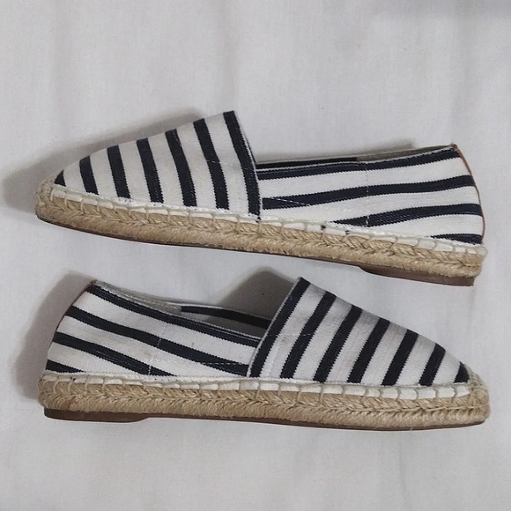 Vionic Valeri Striped Espadrilles Womens Slip-On Beach Flats US 6.5 Arch Support